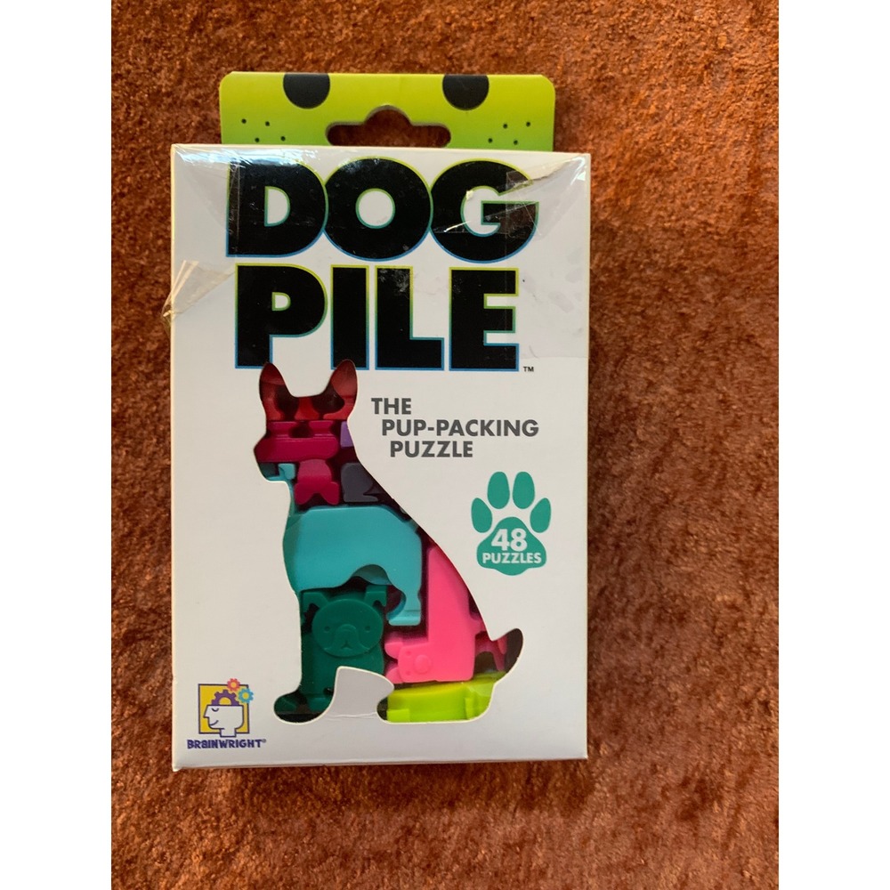 Brainwright Dog Pile The Pup-Packing Puzzle‎ 48 Challenges 12 Dogs Travel Case